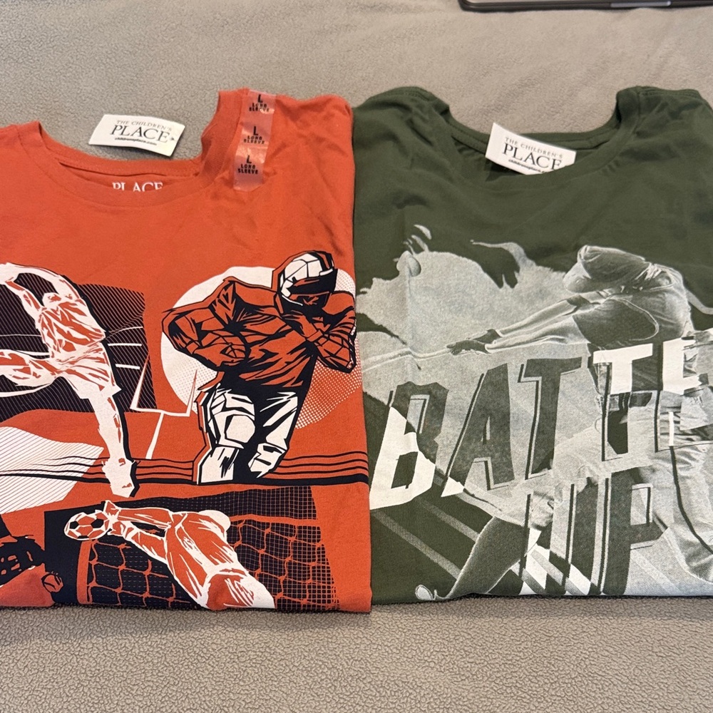 The Children's Place Orange and Green Long Sleeve Tees